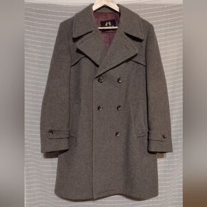 Vintage Wool Gray Double-Breasted Coat By Mac Mor